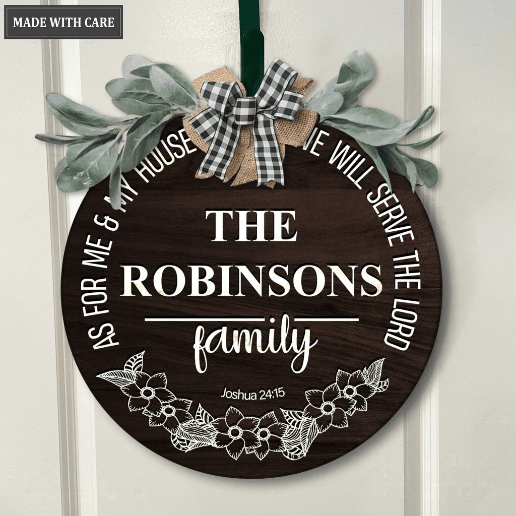 Personalized Serve The Lord Floral Monogram Round Sign