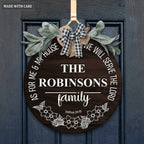Personalized Serve The Lord Floral Monogram Round Sign