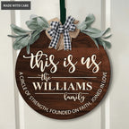 Personalized This Is Us Welcome Bow Door Hanger