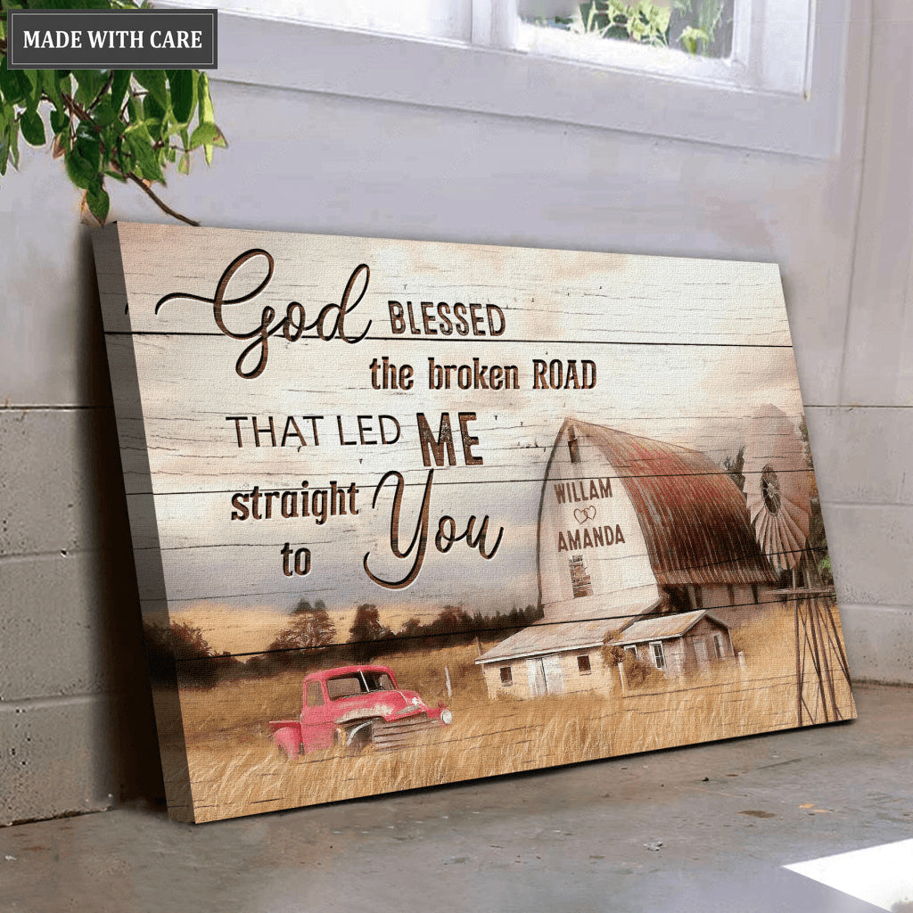 God Blessed The Broken Road Personalized Wall Art