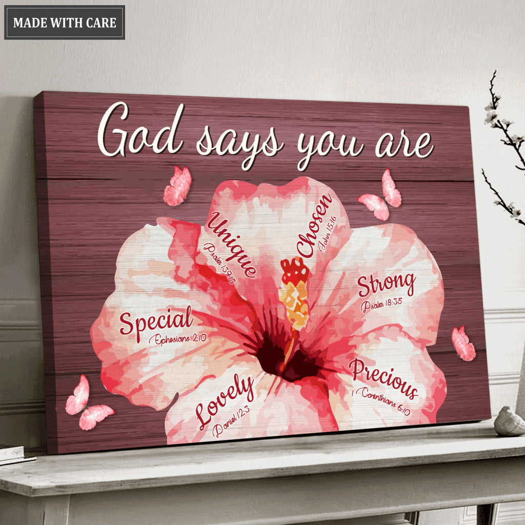 Hibiscus God Says You Are Wall Art