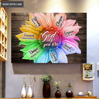 Rainbow Sunflower God Says You Are Canvas