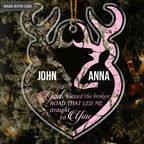 Buck And Doe Heart Couple Personalized Shaped Transparent Ornament