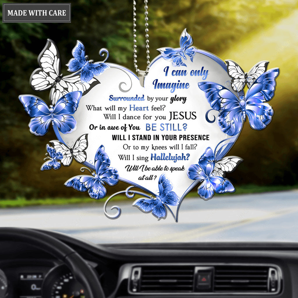 Blue Butterflies And Heart Surrounded By The Glory Ornament