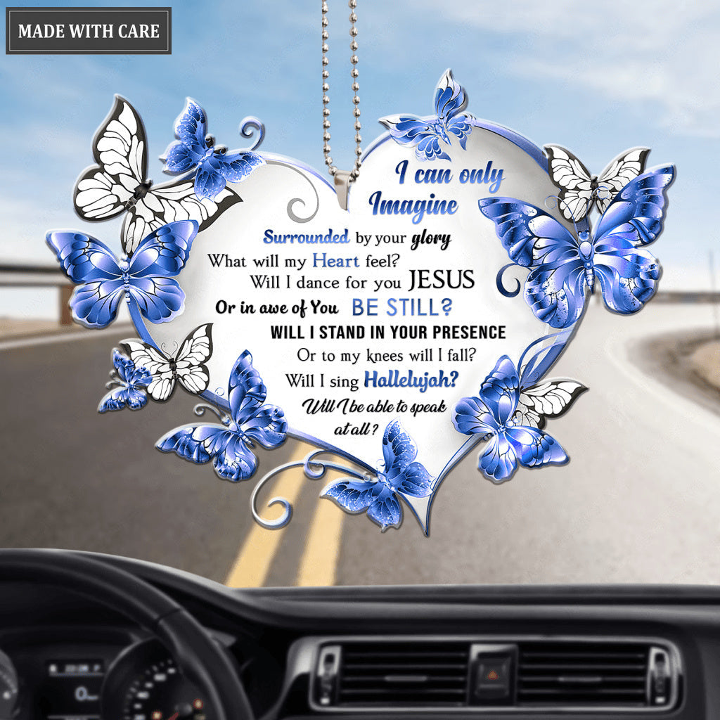 Blue Butterflies And Heart Surrounded By The Glory Ornament