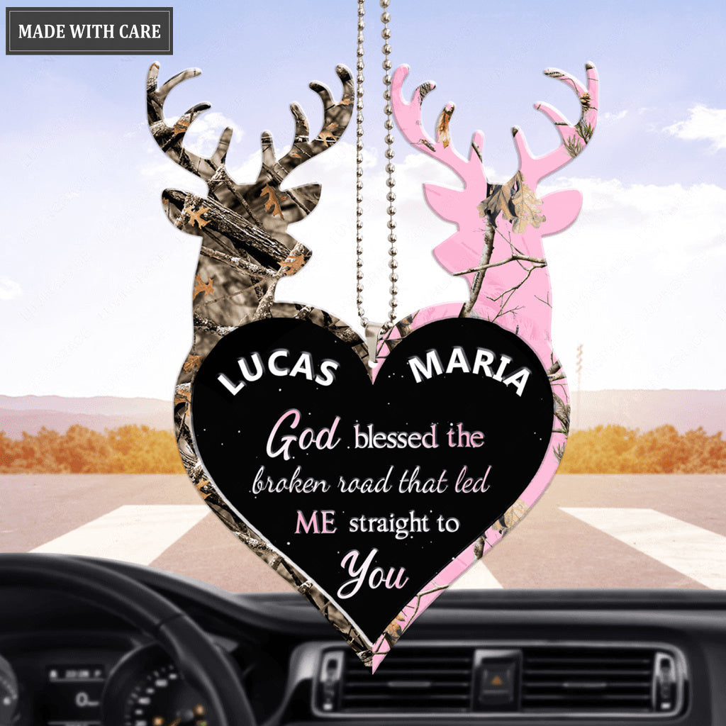 Camo Couple Deer Heart God Blessed Personalized Ornament