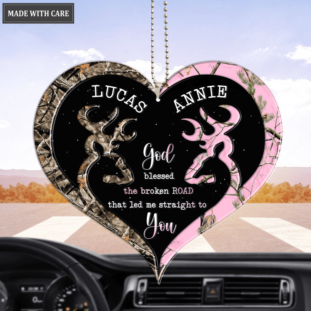 Camo Heart Buck And Doe Personalized Ornament