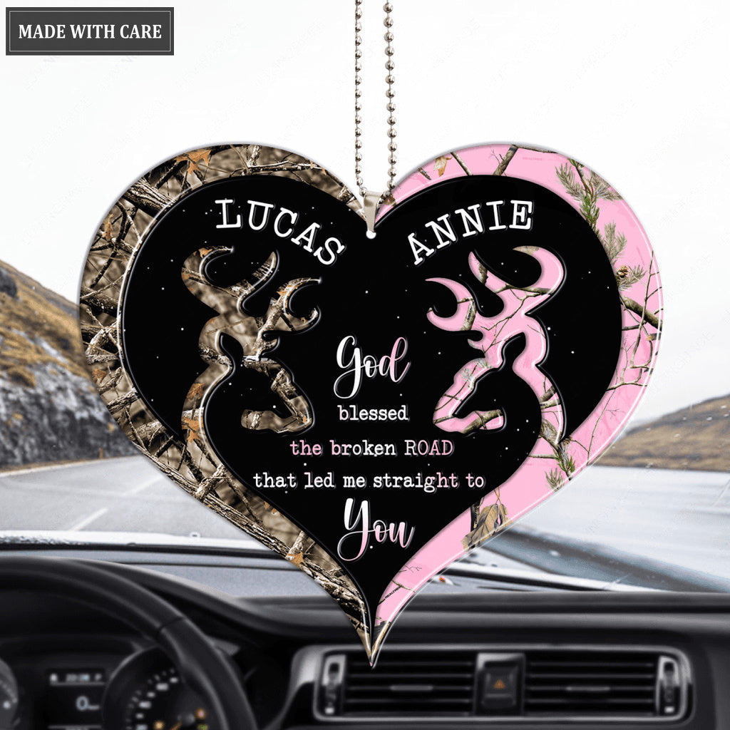 Camo Heart Buck And Doe Personalized Ornament