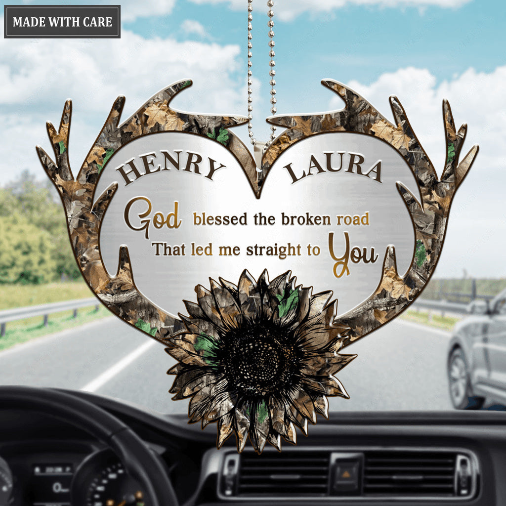 Camo Sunflower With Antler Personalized Ornament