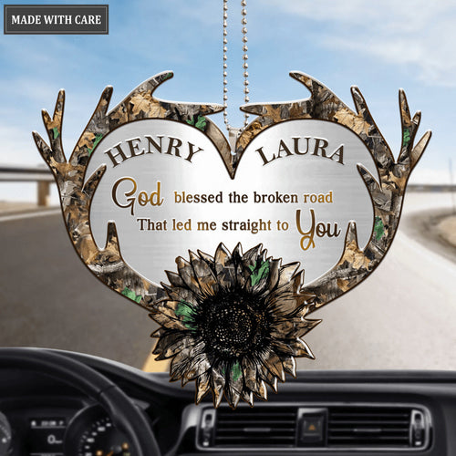 Camo Sunflower With Antler Personalized Ornament