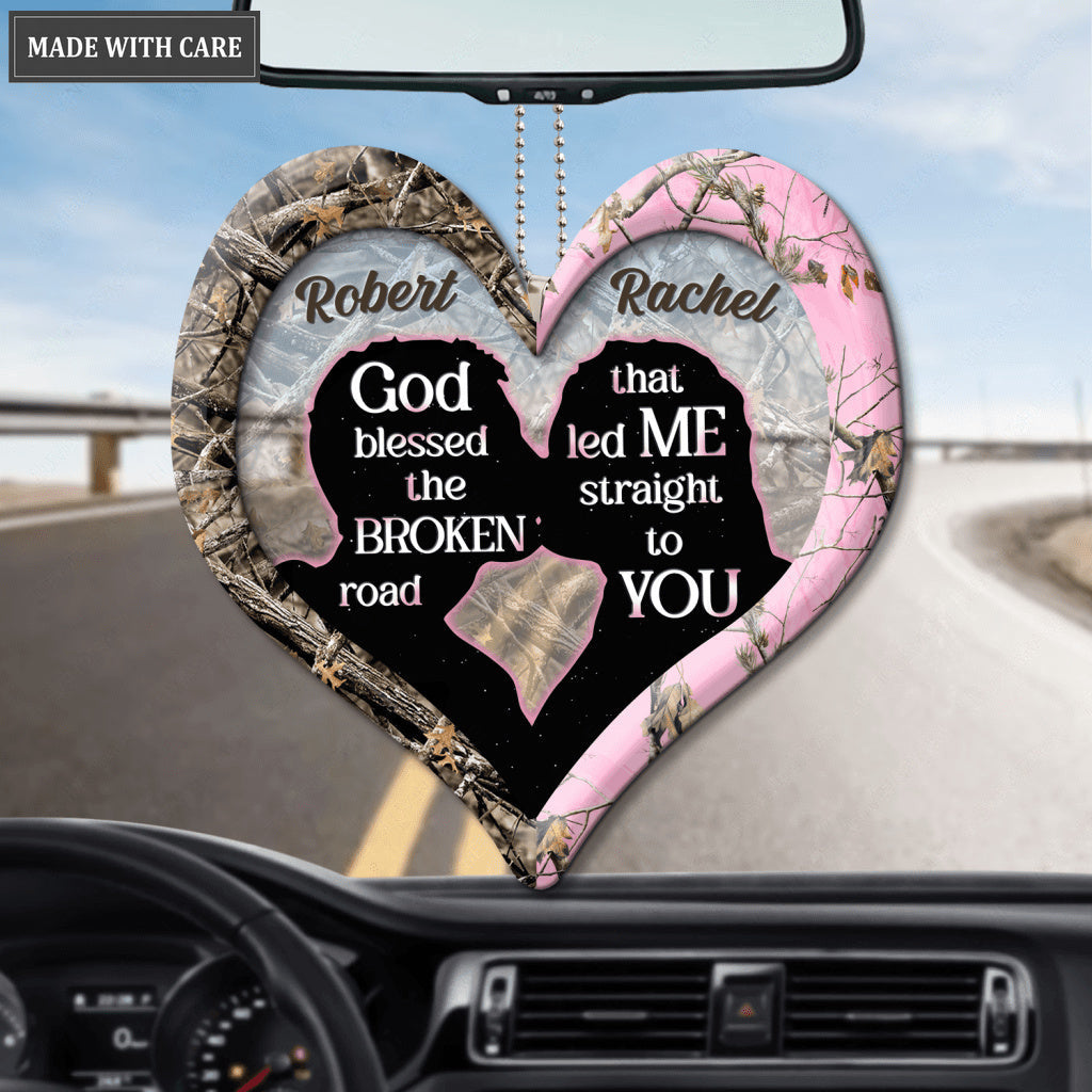 Silhouette Of Couple Kissing God Blessed Personalized Ornament