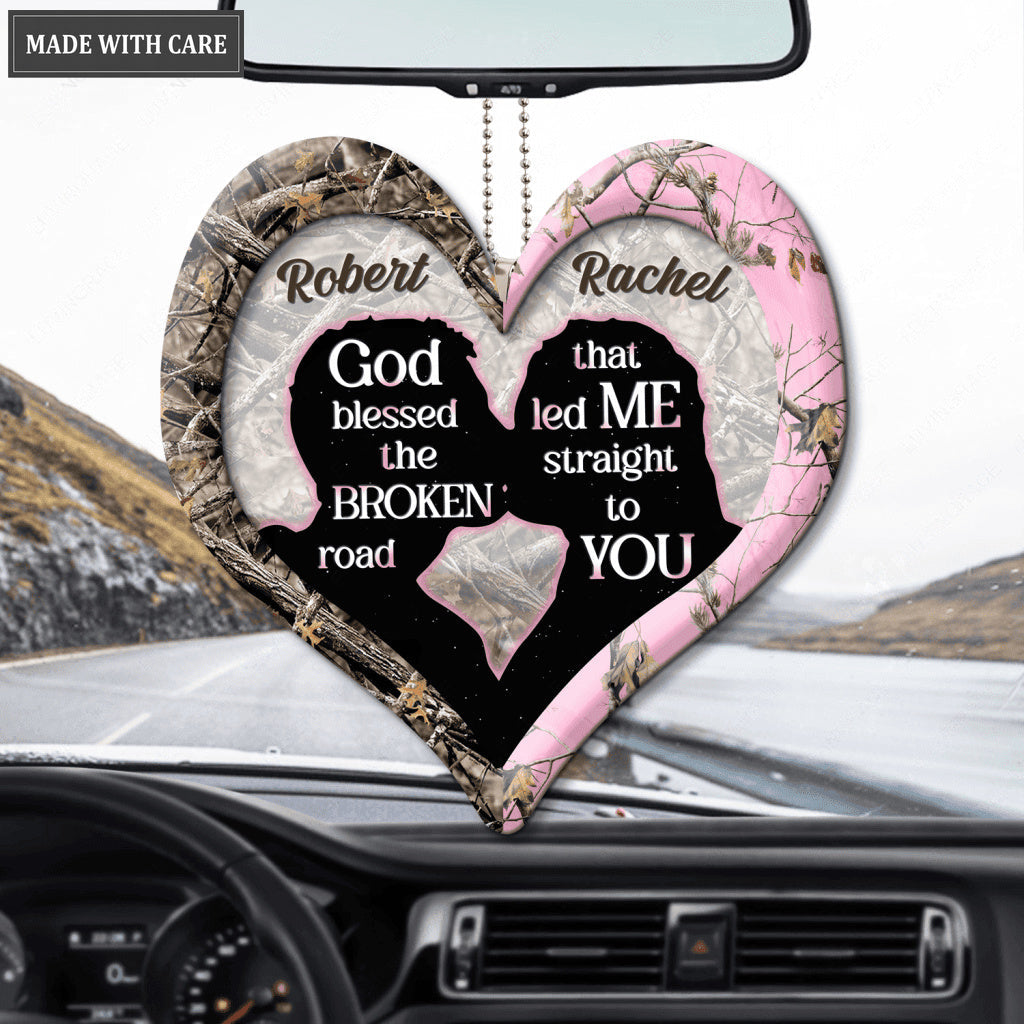 Silhouette Of Couple Kissing God Blessed Personalized Ornament