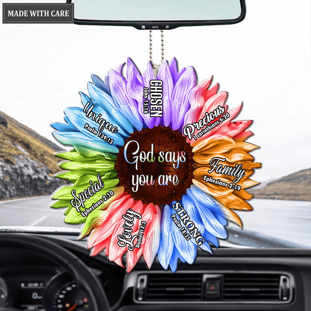 Sunflower Rainbow Color God Says You Are Ornament