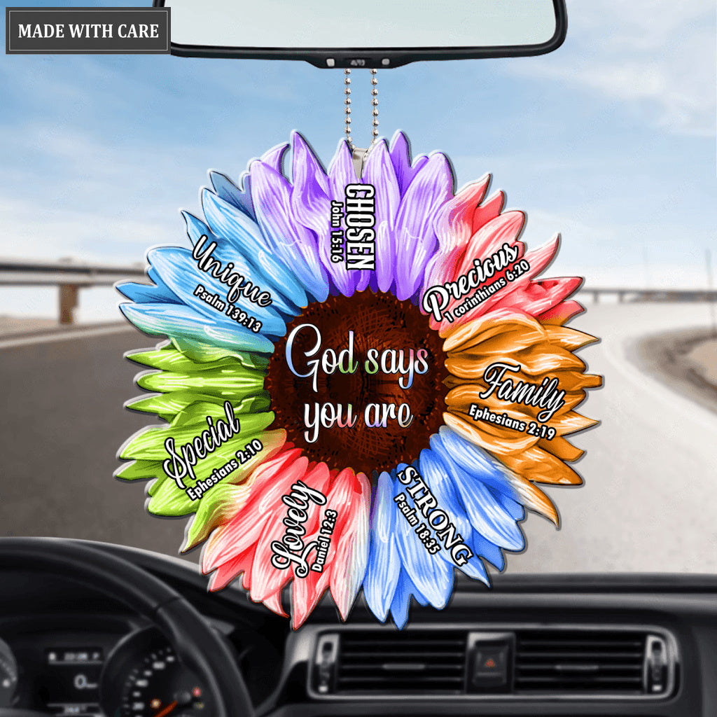 Sunflower Rainbow Color God Says You Are Ornament