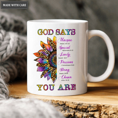 Colorful Hippie Sunflower God Says You Are Mug
