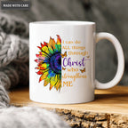 Colorful Sunflower I Can Do All Things Through Christ Mug