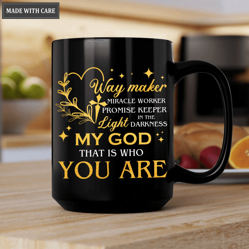 Golden Heart Cross Way Maker My God Mug