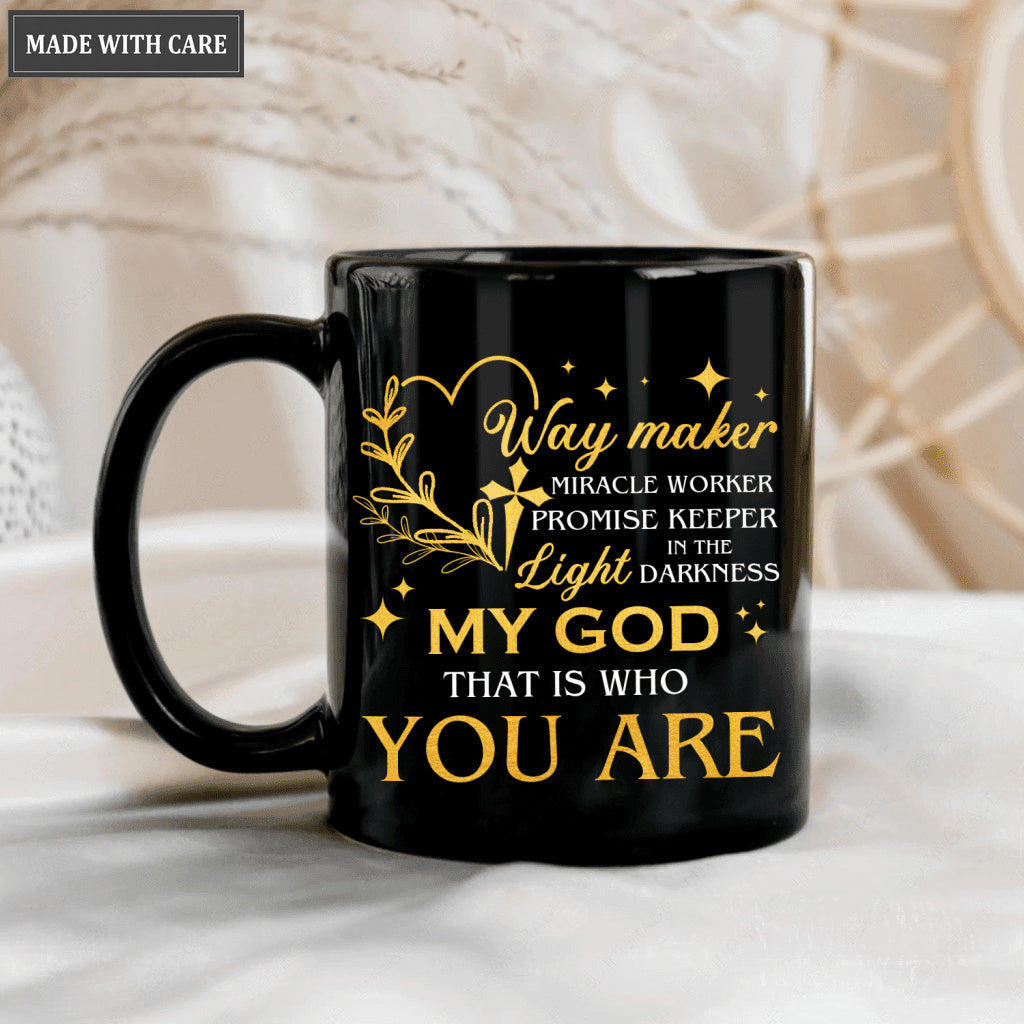 Golden Heart Cross Way Maker My God Mug