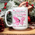 Pink Flower Butterfly Thank God Mug