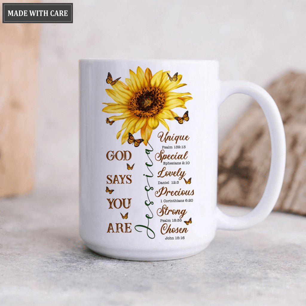 Sunflower Butterfly God Says You Are Personalized Mug