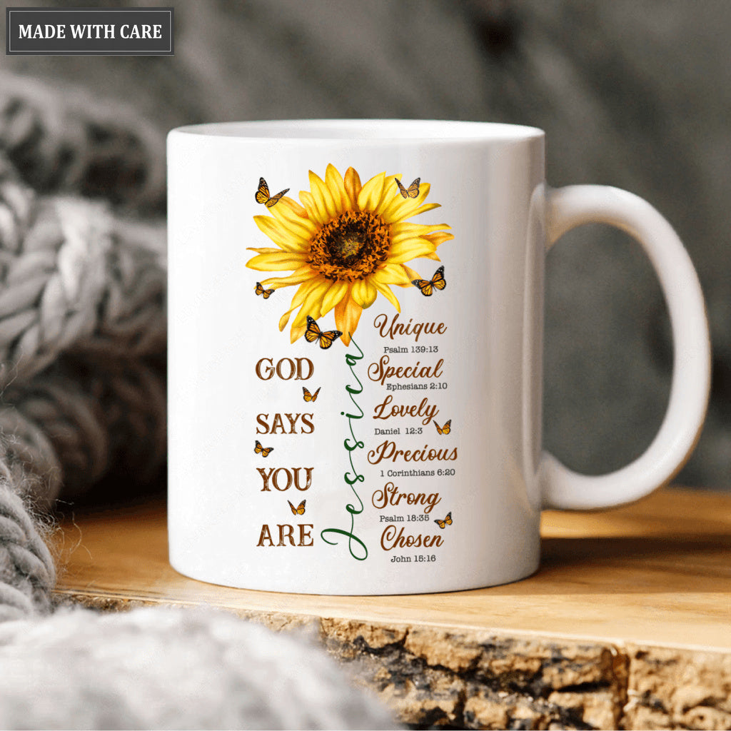 Sunflower Butterfly God Says You Are Personalized Mug