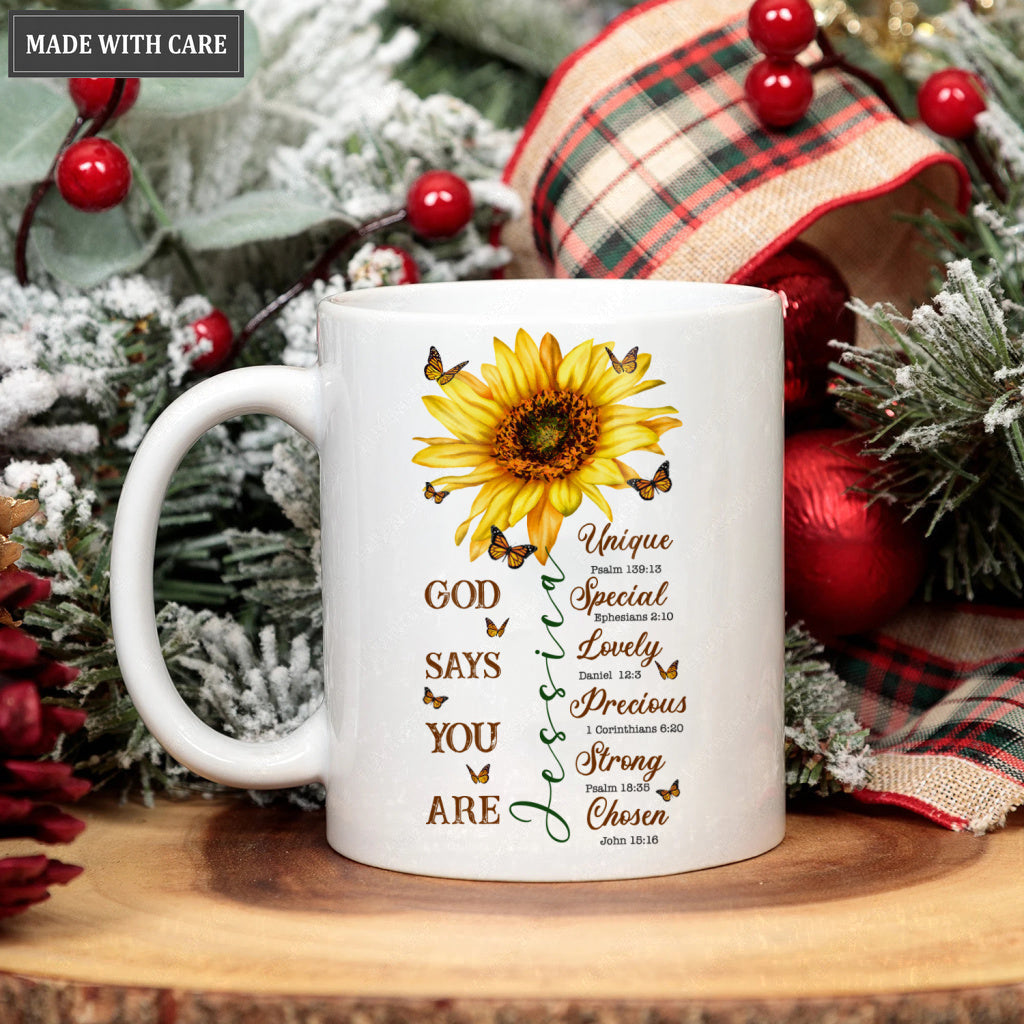 Sunflower Butterfly God Says You Are Personalized Mug