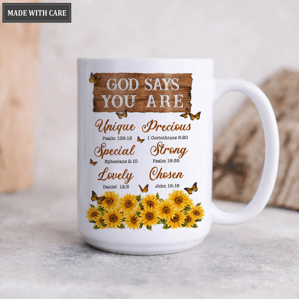 Sunflower Butterlfy Wooden Board God Says You Are Mug
