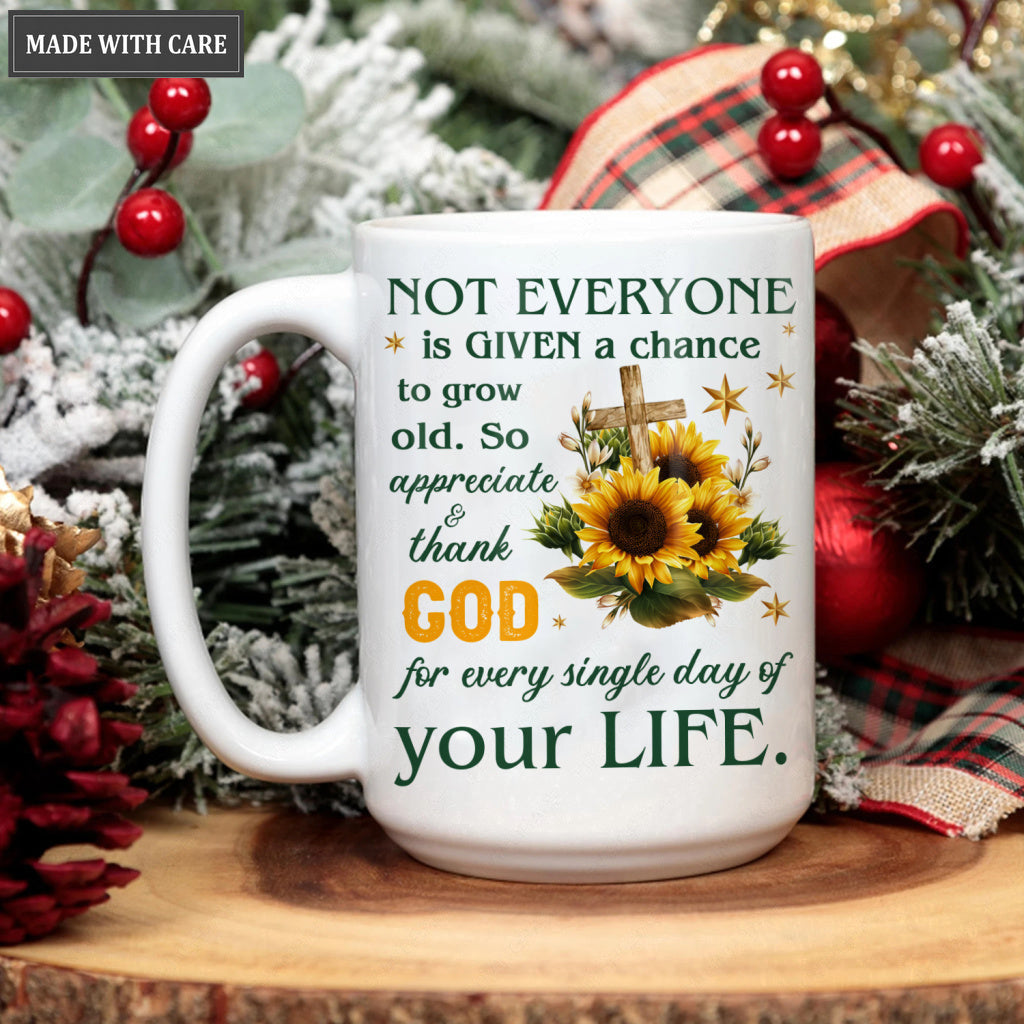 Sunflower Cross Thank God Every Day Mug