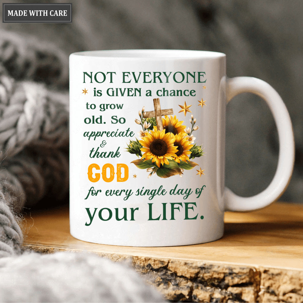 Sunflower Cross Thank God Every Day Mug