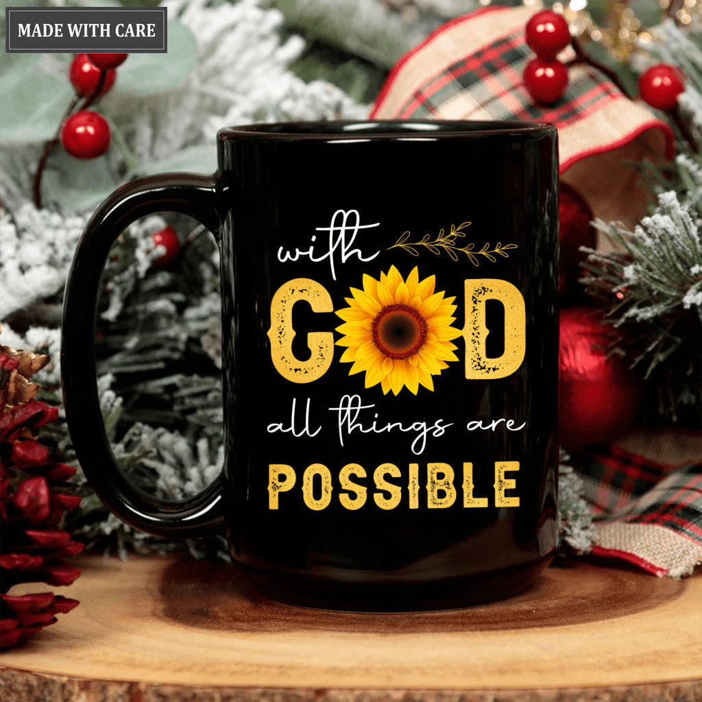 Sunflower With God All Things Are Possible Mug