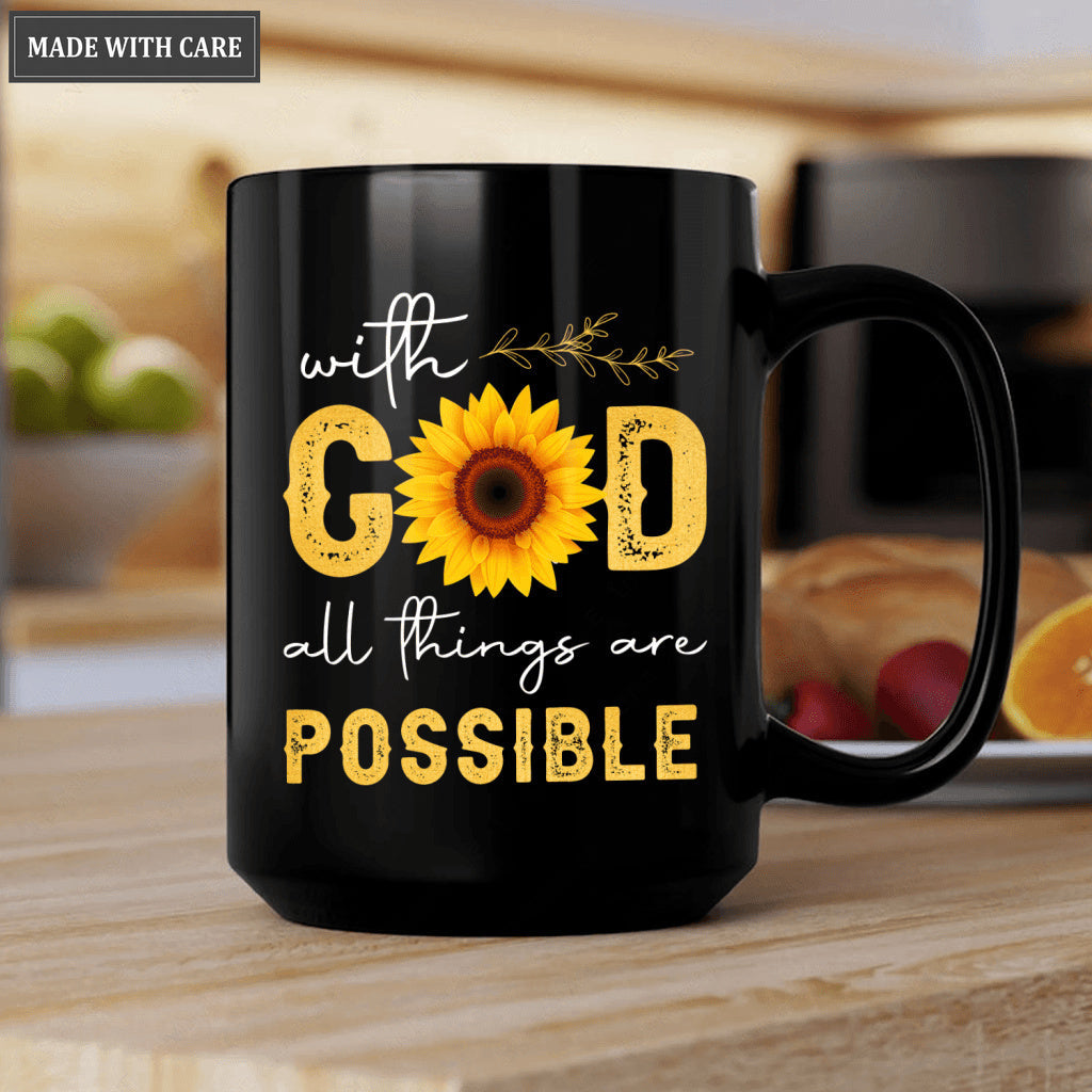 Sunflower With God All Things Are Possible Mug