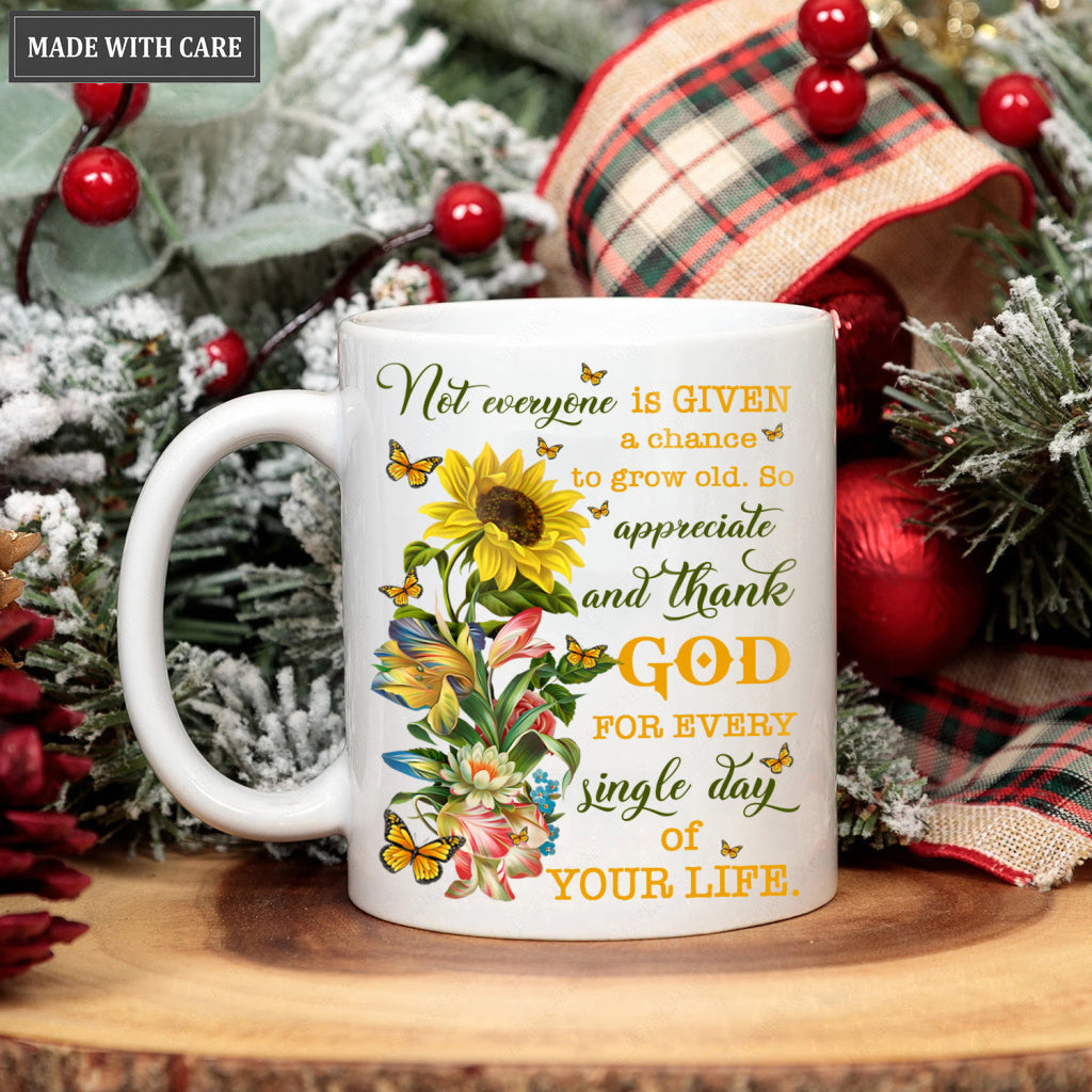 Sunflower Butterfly Thank God Mug
