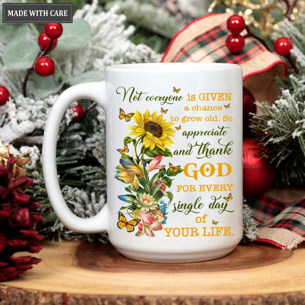 Sunflower Butterfly Thank God Mug