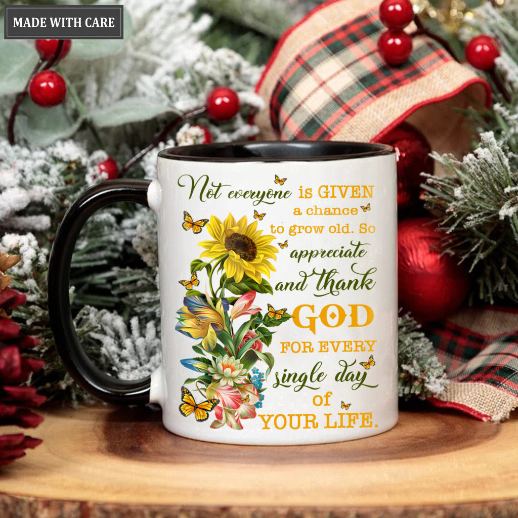 Sunflower Butterfly Thank God Mug