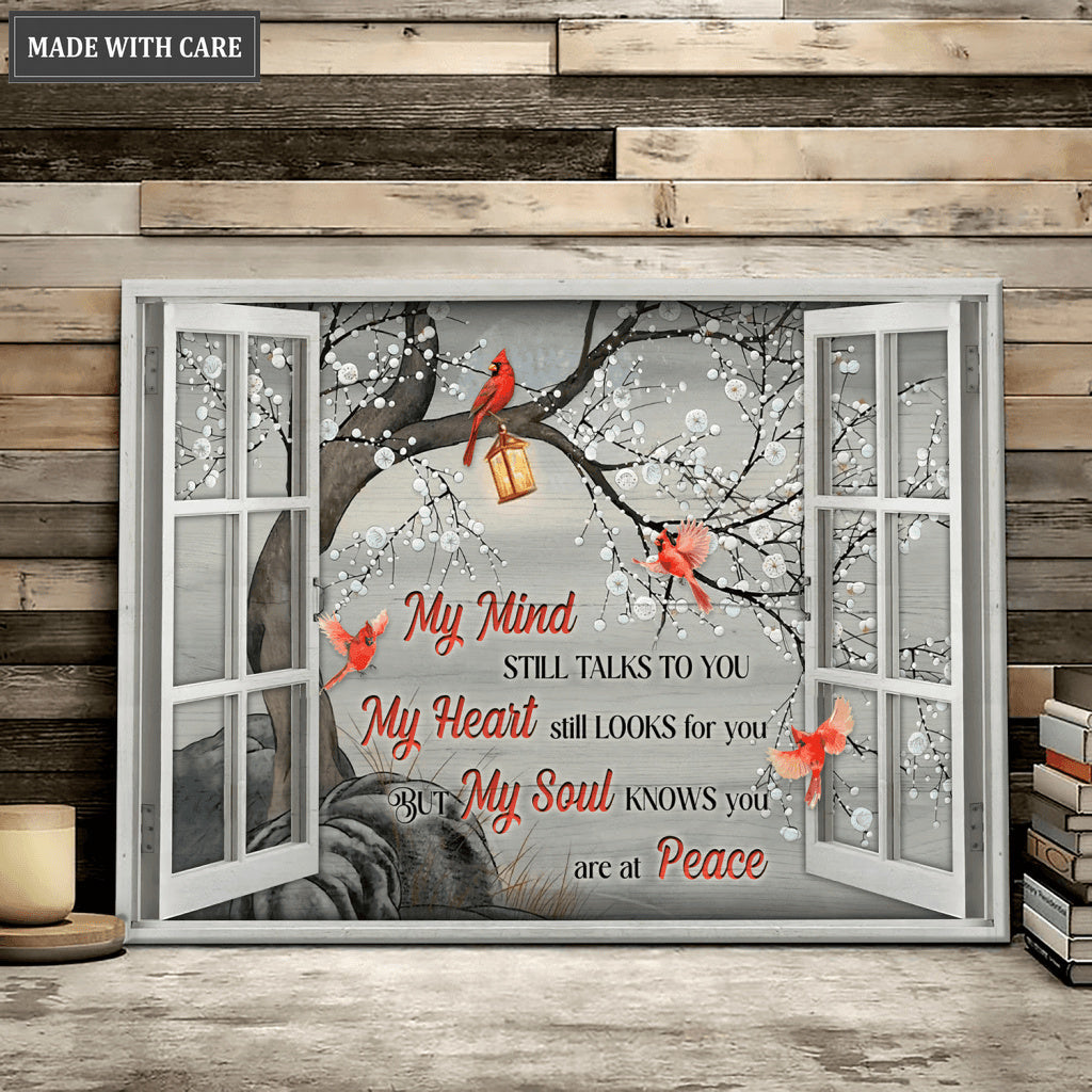 Cardinal Window Frame My Mind My Heart My Soul Wall Art