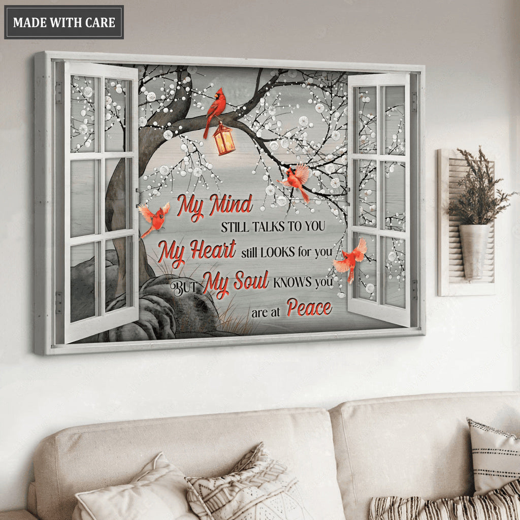 Cardinal Window Frame My Mind My Heart My Soul Wall Art