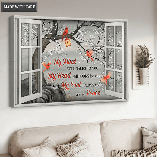 Cardinal Window Frame My Mind My Heart My Soul Wall Art