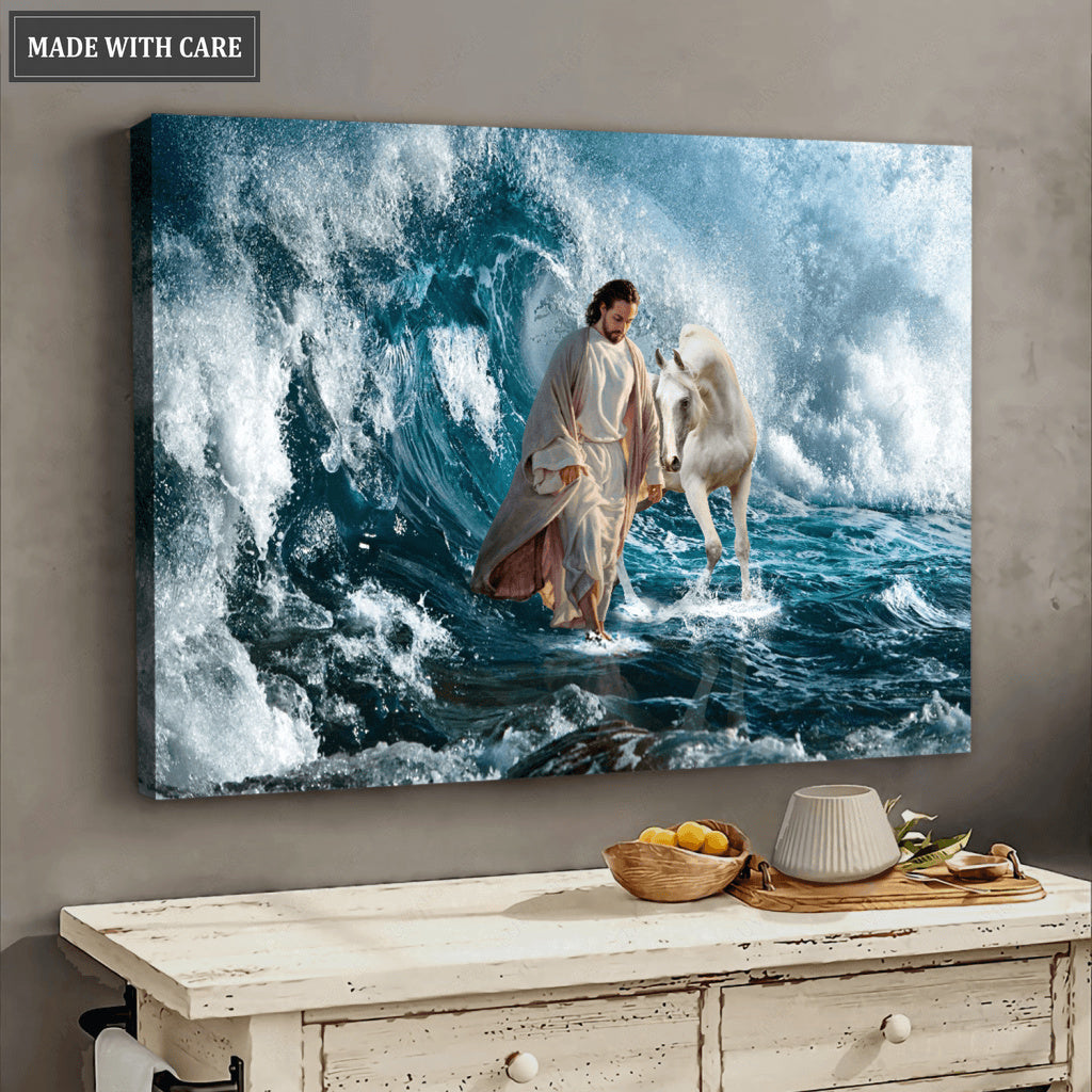 Jesus And Horse Walking On Water Wall Art