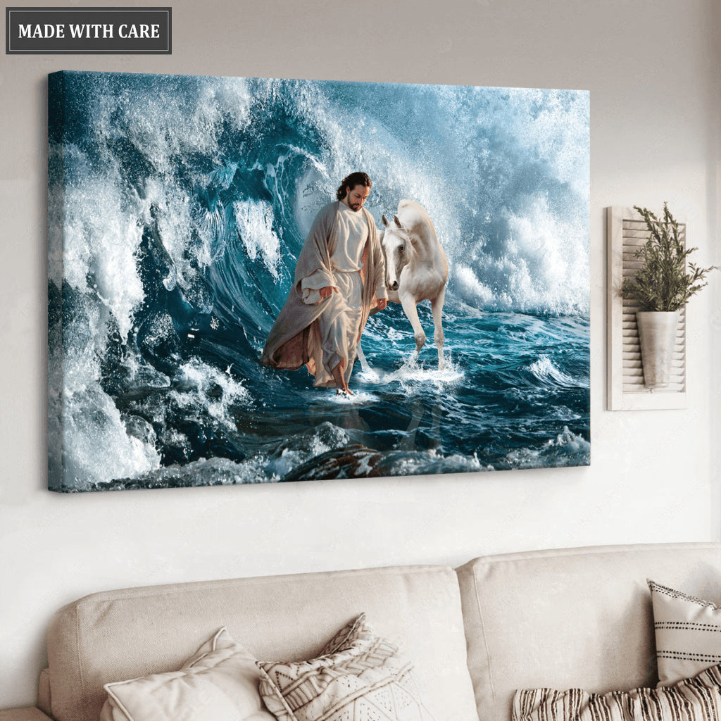 Jesus And Horse Walking On Water Wall Art
