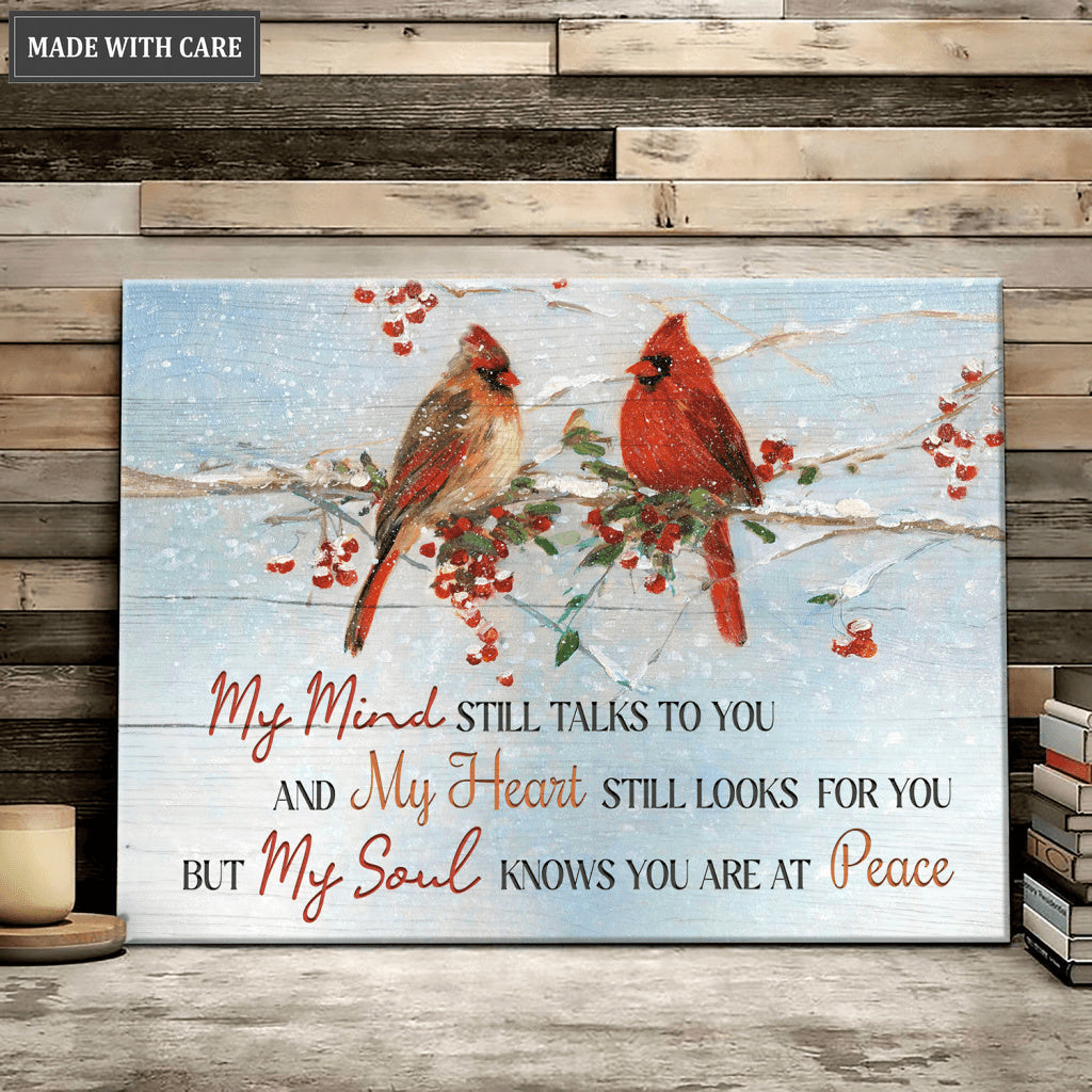 My Mind My Heart My Soul Winter Cardinal Couple Wall Art