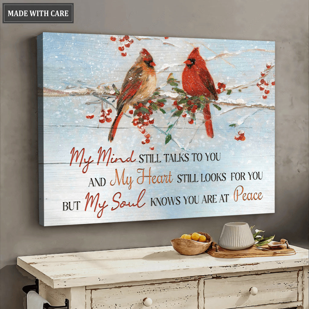 My Mind My Heart My Soul Winter Cardinal Couple Wall Art