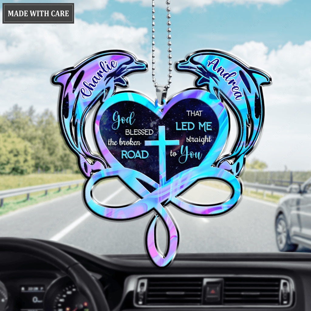 Dolphins Hologram Infinity Heart God Blessed Personalized Ornament