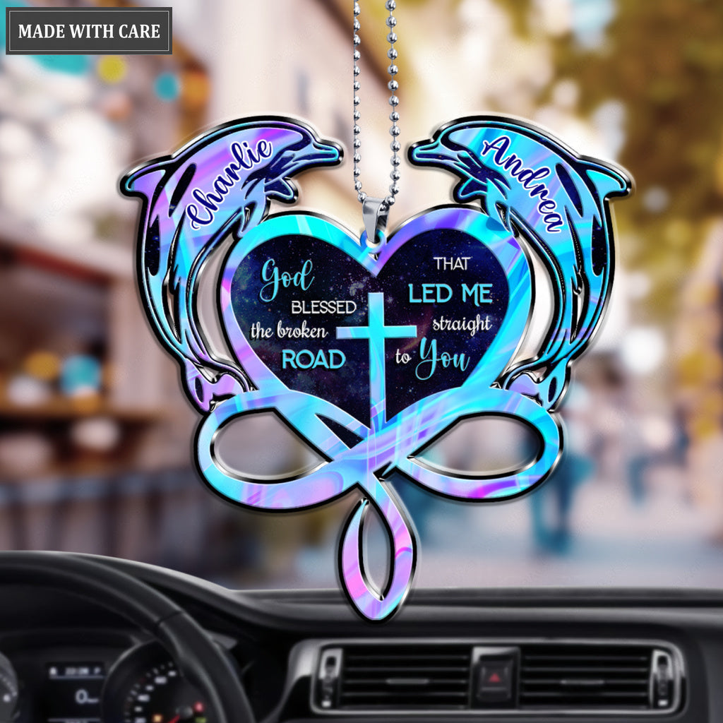 Dolphins Hologram Infinity Heart God Blessed Personalized Ornament
