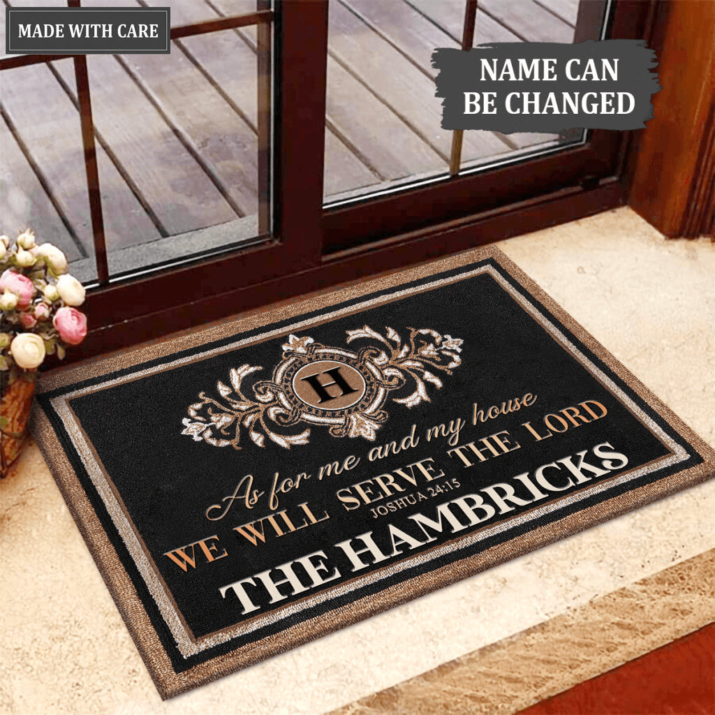 Personalized Monogrammed Family Serve The Lord Doormat