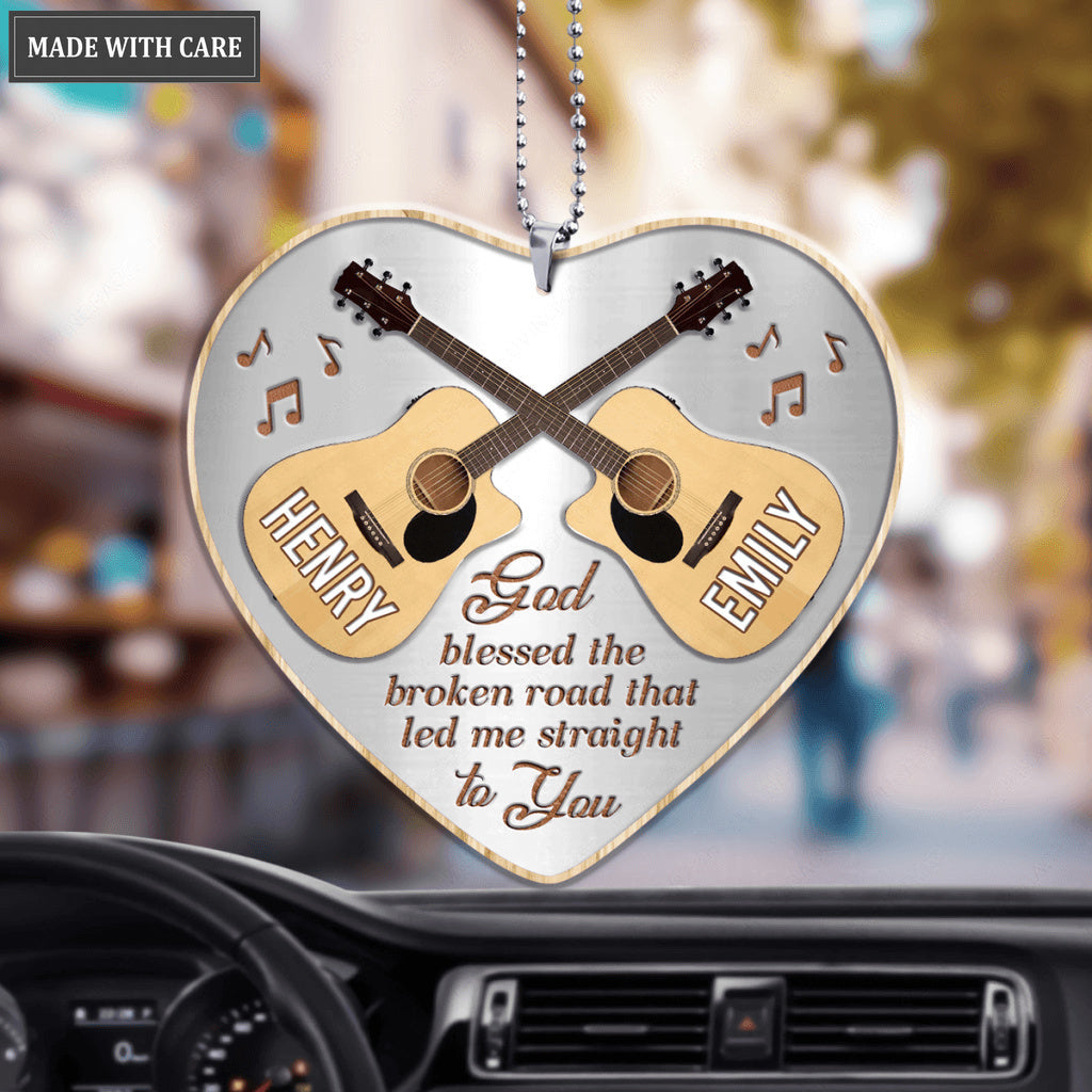 Guitars Love To Play God Blessed Personalized Heart Ornament