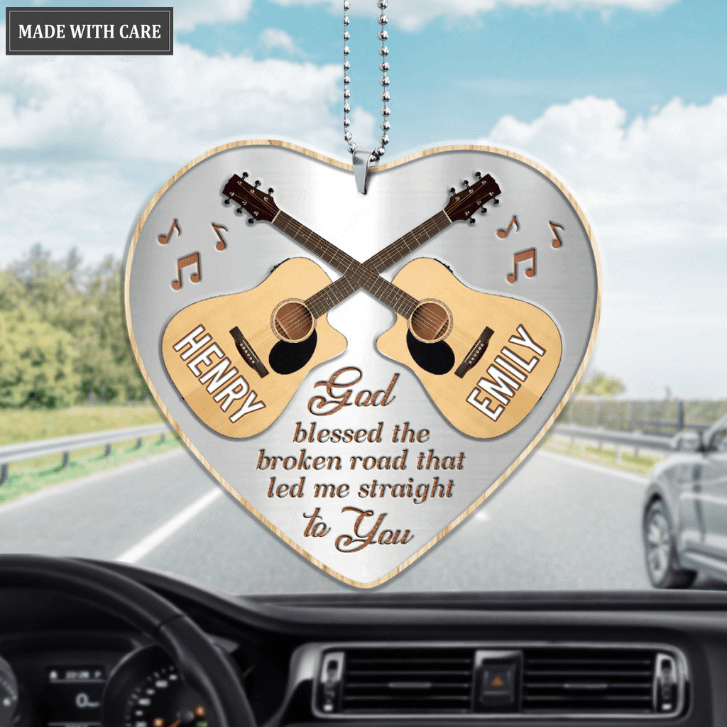 Guitars Love To Play God Blessed Personalized Heart Ornament