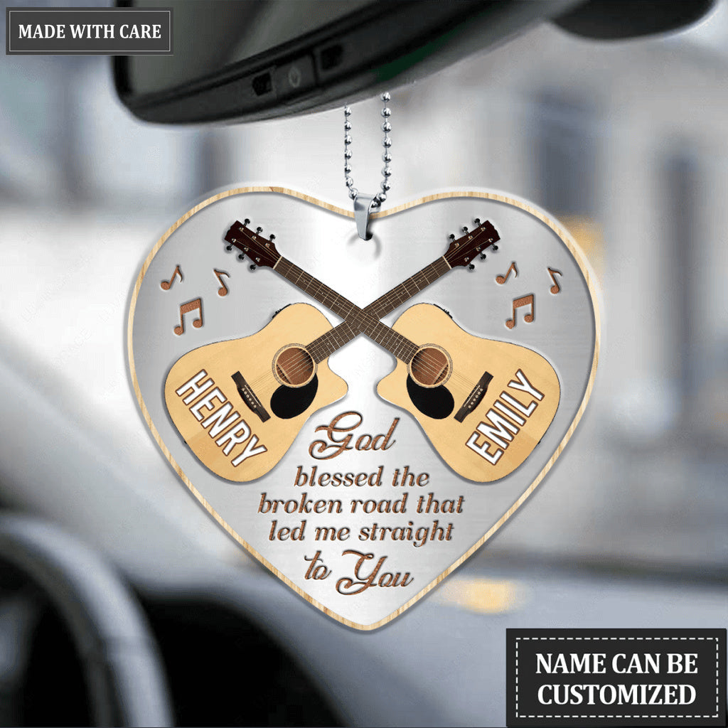 Guitars Love To Play God Blessed Personalized Heart Ornament