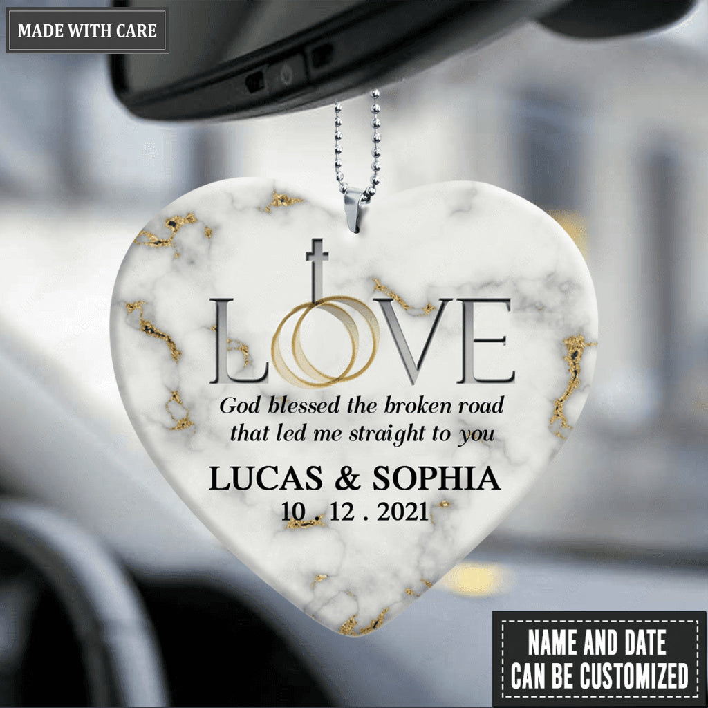 Love With Cross God Blessed Personalized Ornament