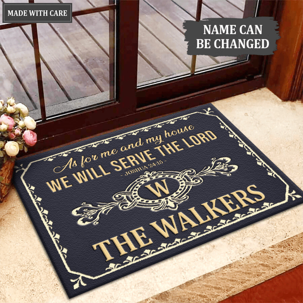 Personalized As For Me And My House We Will Serve The Lord Elegant Family Home Doormat