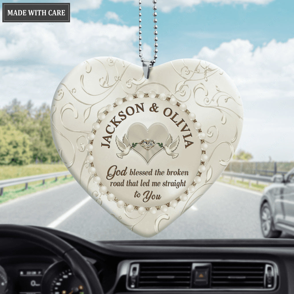 Personalized Heart Ornament Happy Anniversary God Blessed